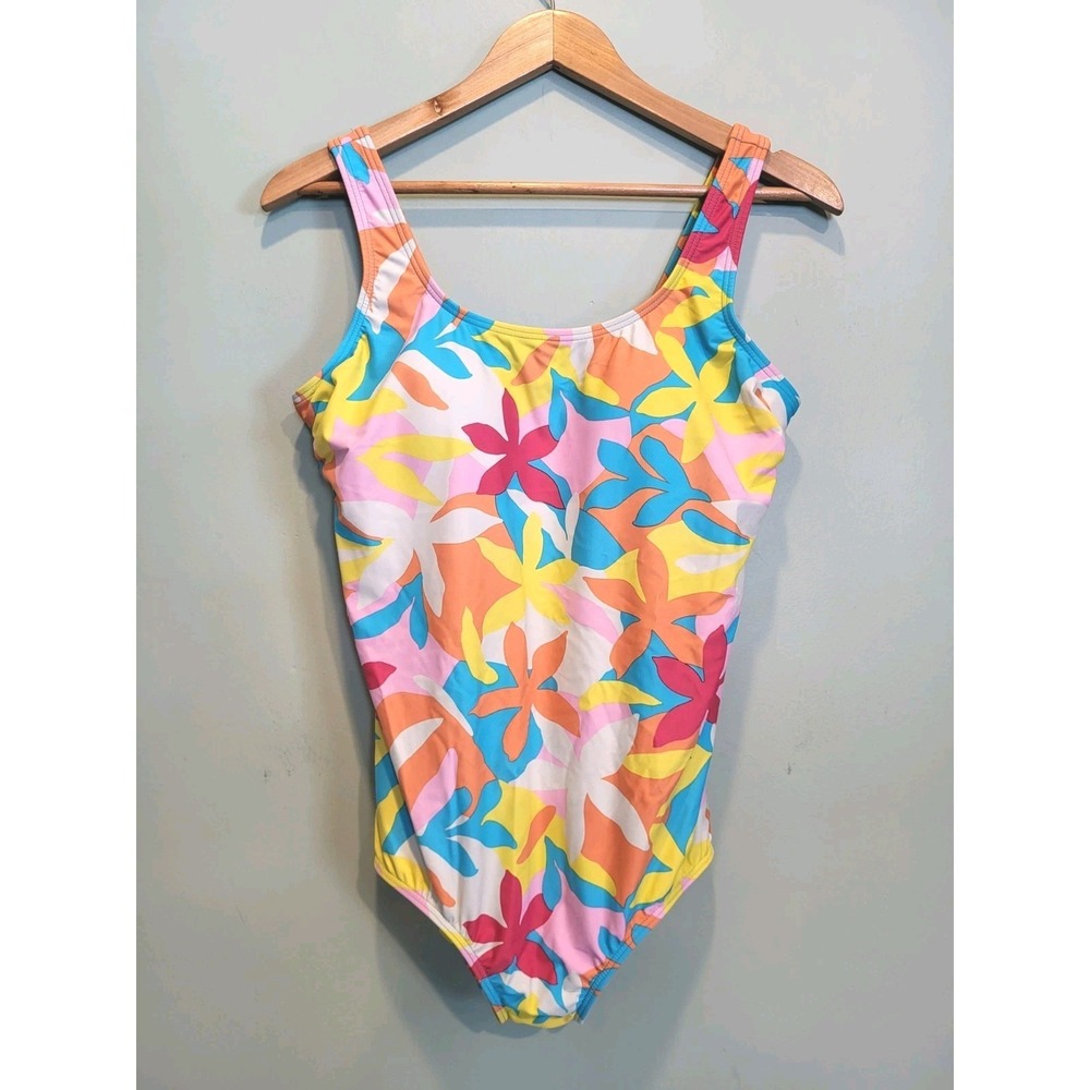 Lands End Colorful Floral 1pc Swimsuit Sz 14